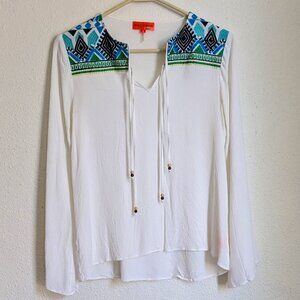 Hale Bob Cabana Embroidered Boho Tunic Top S